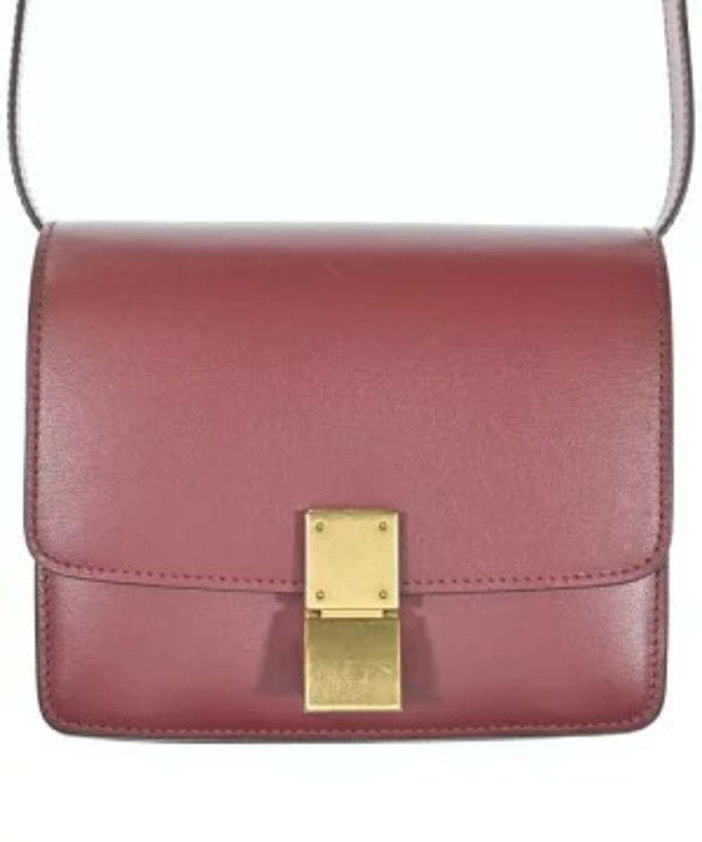Celine Classic Box Bag burgundy smooth calfskin leather Red